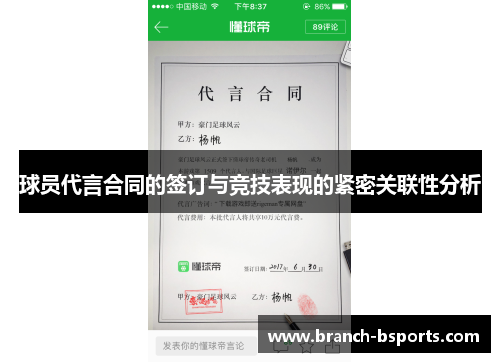 球员代言合同的签订与竞技表现的紧密关联性分析